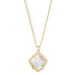 Kacey Gold Long Pendant Necklace in Ivory Mother-of-Pearl